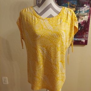 Liz Claiborne Yellow Leaf Top